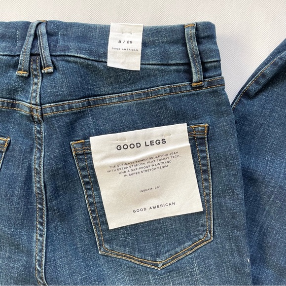 GOOD AMERICAN Good Legs High Waist Chew Hem Ankle Cigarette Jeans Sz 8/29 - Picture 7 of 8